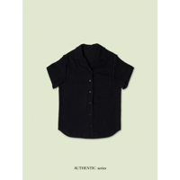 - AUTHENTIC series - vintage like linen shirt/black_an0039