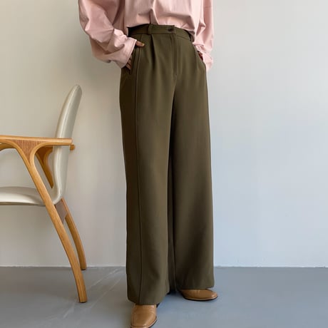 【nokcha original】back slit long pants/deep khaki_np0453