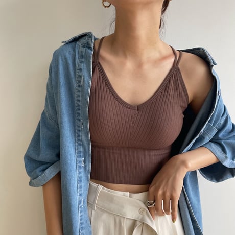 《予約販売》back point bra top/2colors_na0406
