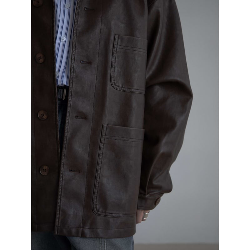 nokcha ノクチャ　レザージャケット nokcha original】eco leather over jacket/deep k