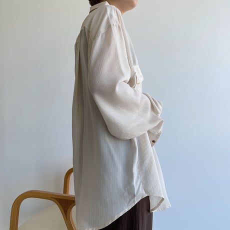 【nokcha original】pin stripe sheer over shirt/ivory_nt1044