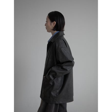 《予約販売》mannish middle leather like jacket/2colors(unisex)_no0397