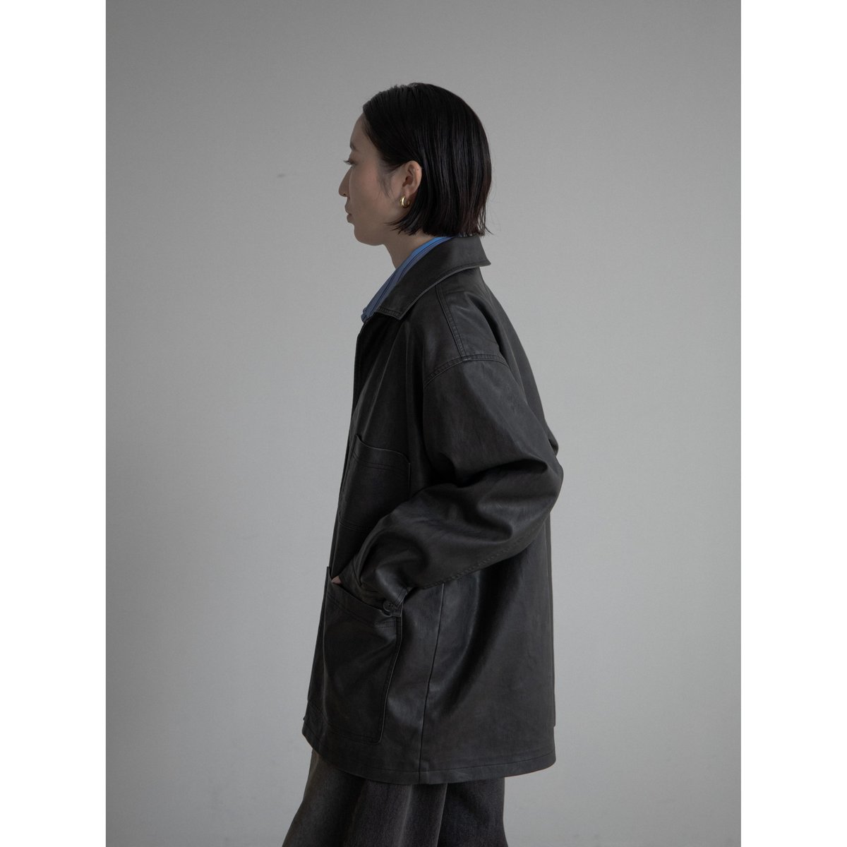 予約販売》mannish middle leather like jacket/2color 予約販売》mannish middle leather like jacket/2color