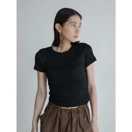 《予約販売》flower accent sheer tee/2colors_nt2318