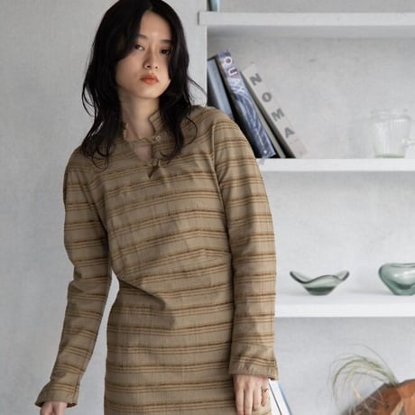【nokcha original】jacquard lady dress/beige_nd0117