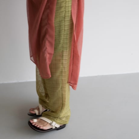 【nokcha original】check sheer pants/light green_np0598