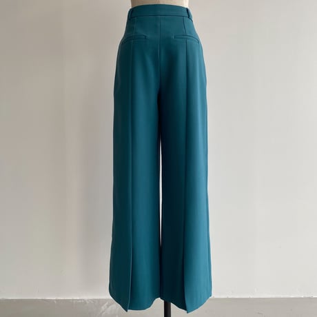 【nokcha original】back slit long pants/turquoise blue_np0452