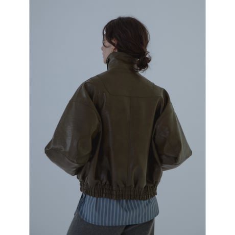 - AUTHENTIC series - throat latch fake leather jacket/khaki brown_an0016