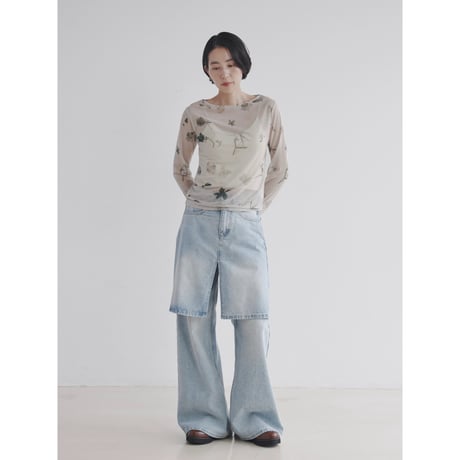 《予約販売》vintage like flower sheer tops/2colors_nt2522