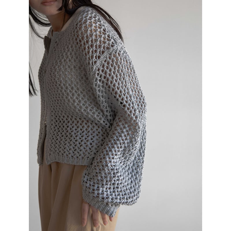 予約販売》mesh zip knit cardigan/2colors_no0370 | N