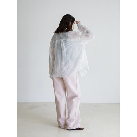 《予約販売》accent stripe mannish sheer shirt/2colors_nb0383