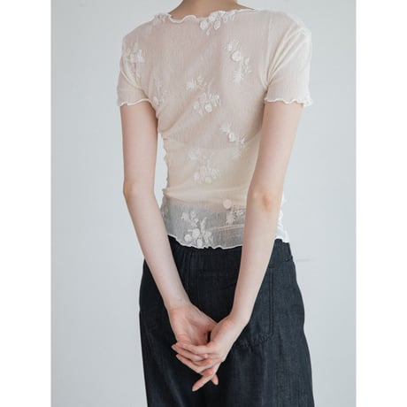 《予約販売》flower pattern sheer tops/2colors_nt2590