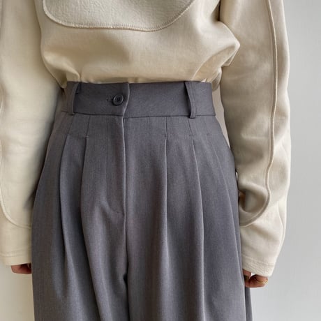 【nokcha original】three tuck wide pants/charcoal gray_np0767