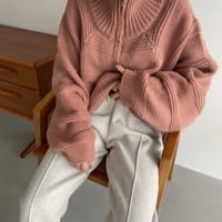 【nokcha original】zip up over knit/pink_nt1185