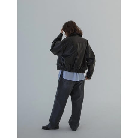 - AUTHENTIC series - throat latch fake leather jacket/black_an0018