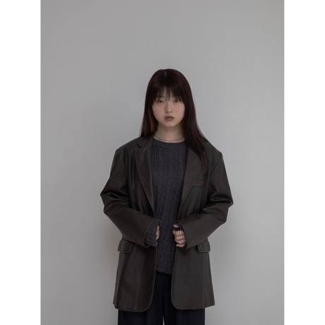 《予約販売》vintage like tailored eco leather jacket_no0369