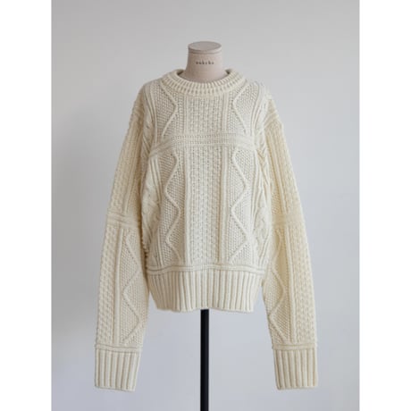 《予約販売》vintage like aran knit pullover/2colors_nt2197