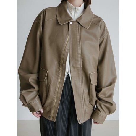 《予約販売》mood leather like jacket/2colors_no0508