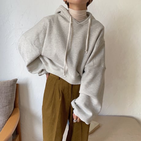 【nokcha original】label hood pullover/oatmeal_nt0724