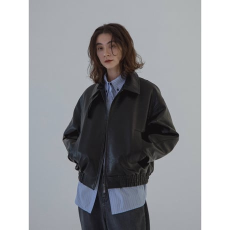 - AUTHENTIC series - throat latch fake leather jacket/black_an0018