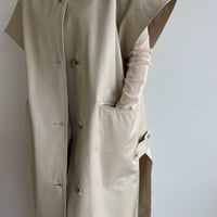 【nokcha original】twill slit long vest/ivory_no0204