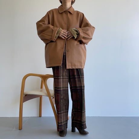 【nokcha original】eco leather over jacket/camel brown_no0163