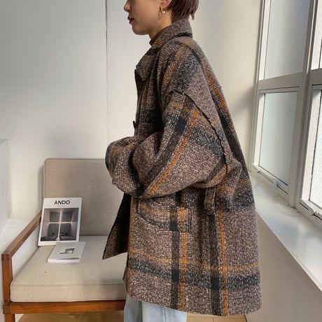 【nokcha original】2way quilting liner check coat_no0124