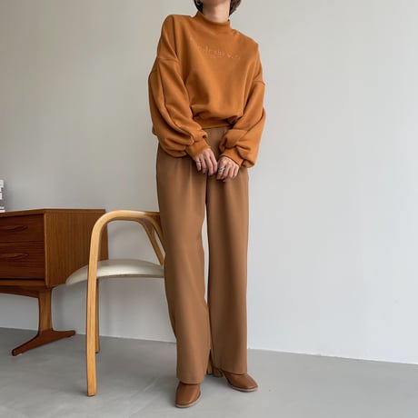 【nokcha original】 quality two tuck wide pants/natural brown_np0465