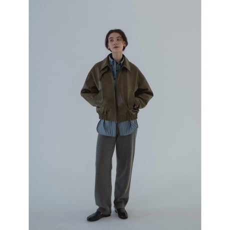 - AUTHENTIC series - throat latch fake leather jacket/khaki brown_an0016