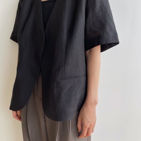 《予約販売》no collar linen jacket/2colors_no0302