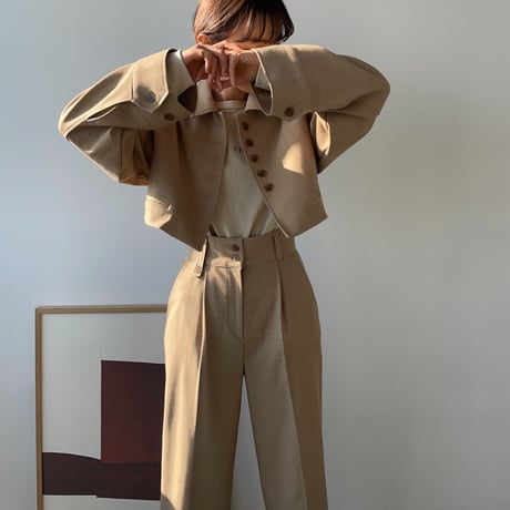 【nokcha original】half minimal jacket/beige_no0148
