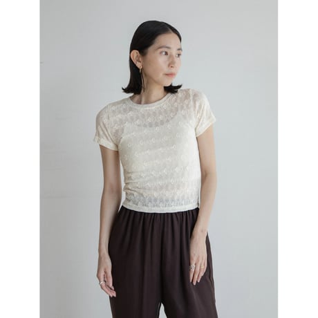 《予約販売》flower accent sheer tee/2colors_nt2318