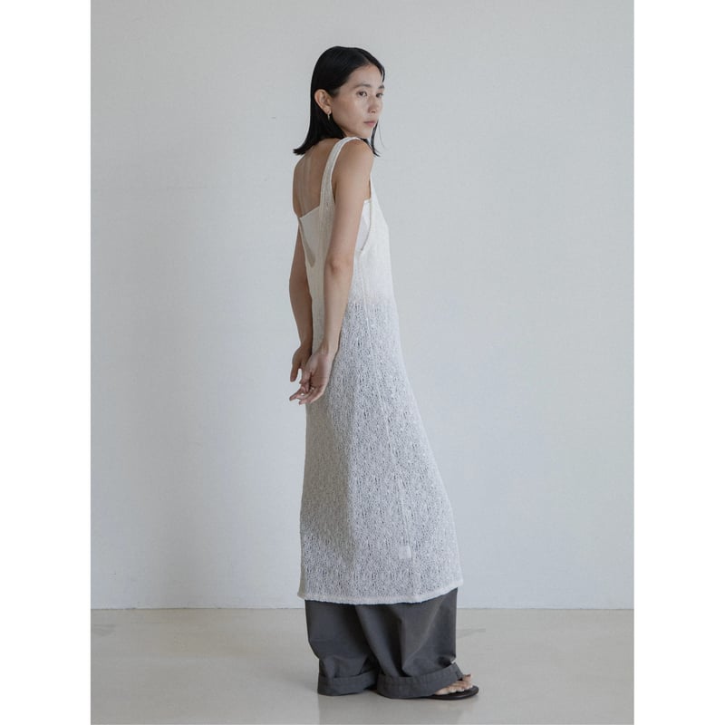 OHOTORO Pot French Sleeve Knit navy 試着のみ OHOTORO Pot