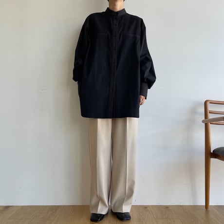 【nokcha original】jacquard round shirt/black_nb0091