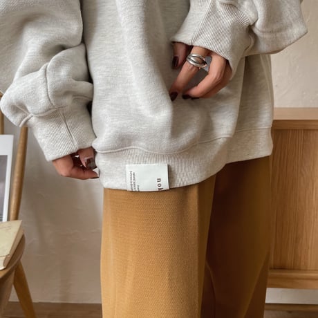 【nokcha original】unisex label hood pullover/oatmeal_nt0725