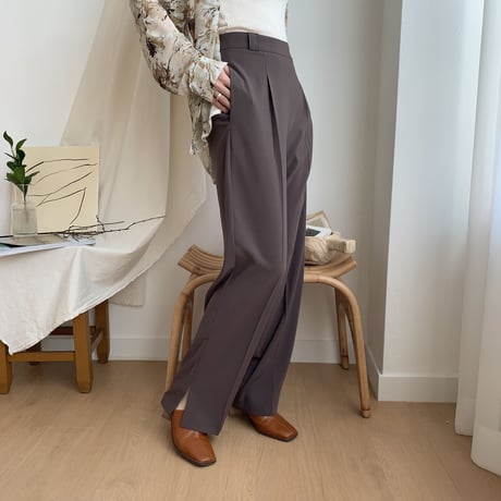 【nokcha original】slit long slacks pants/2colors_np0146