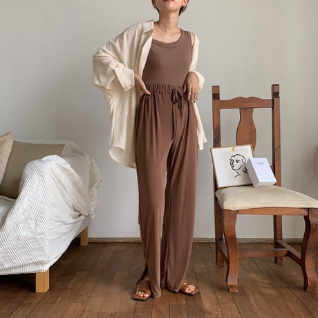 【nokcha original】material lady pants/brown_np0244