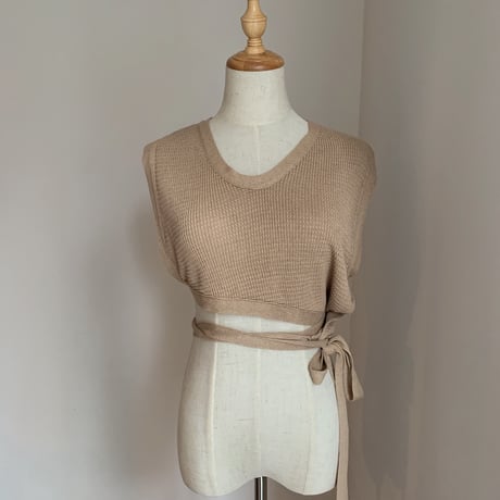 【nokcha original】thermal knit bustier/ beige_nt0455