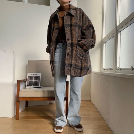 【nokcha original】2way quilting liner check coat_no0124