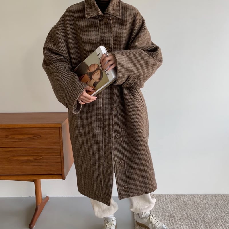 nokcha original】hounds tooth check coat/brown_