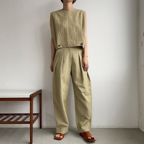 【nokcha original】2way linen vest/pistacchio_nt0967
