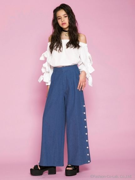 パンツ HONEY MI HONEY slash loose denim pants HONEY MI HONEY slash loose denim pants パンツ