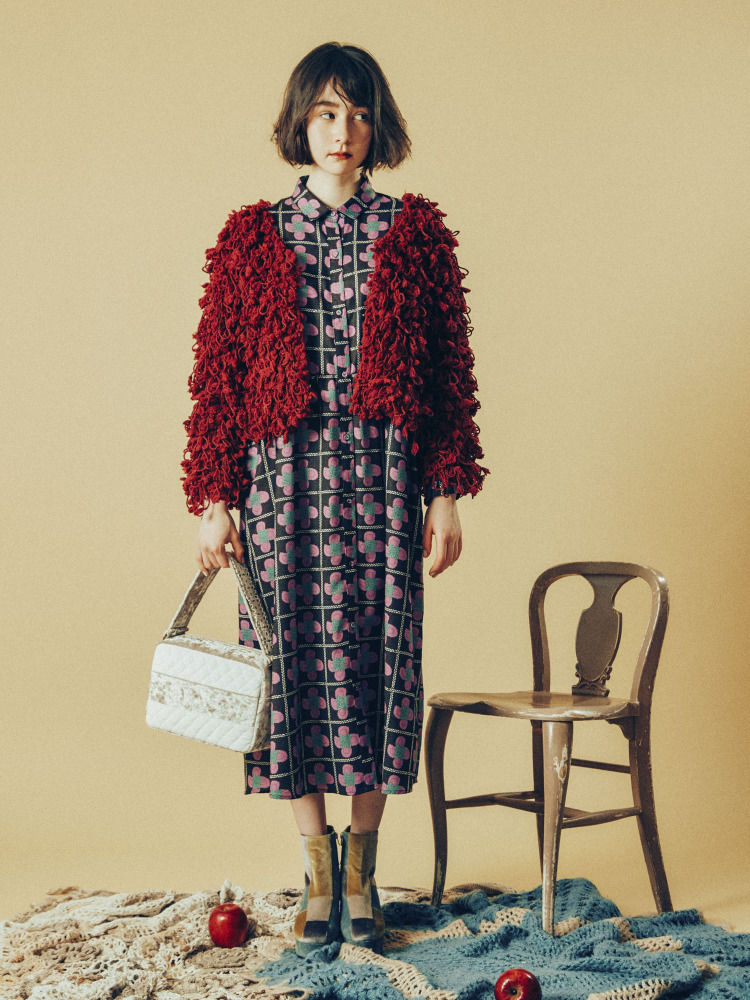 メリーシャツワンピース merry jenny シフォンflowerシャツワンピース（レッド