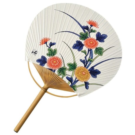 源右衛門窯うちわ　＜菊絵＞US01-1