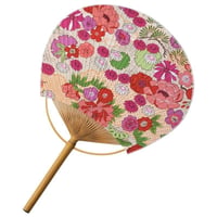 花友禅布うちわ　＜花の舞＞（白地）US08-2