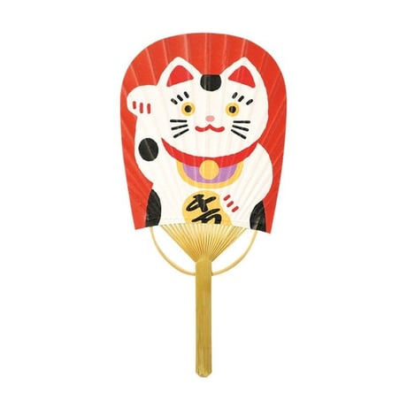 ミニ小判うちわ 涼風だより　招き猫　US30-11