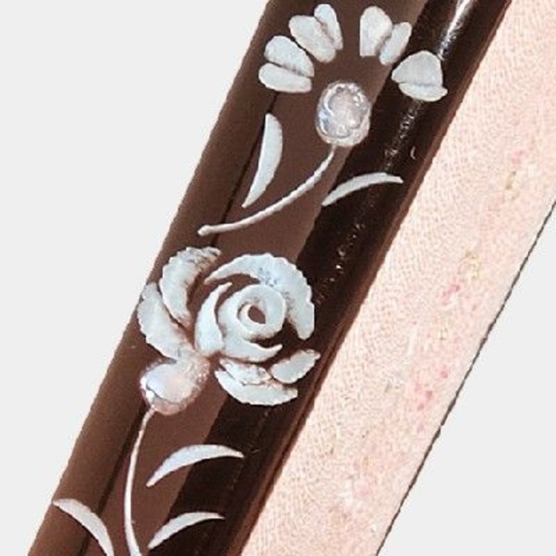 沈み彫り親骨＋刺繍扇子インタリオ＜カーネーション（ピンク）＞SS02-1