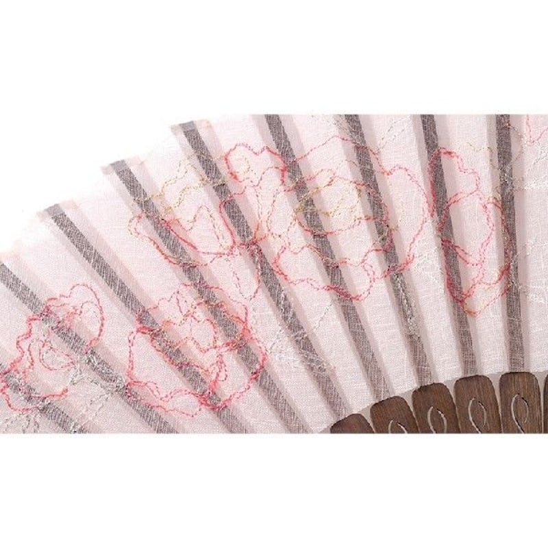 沈み彫り親骨＋刺繍扇子インタリオ＜カーネーション（ピンク）＞SS02-1