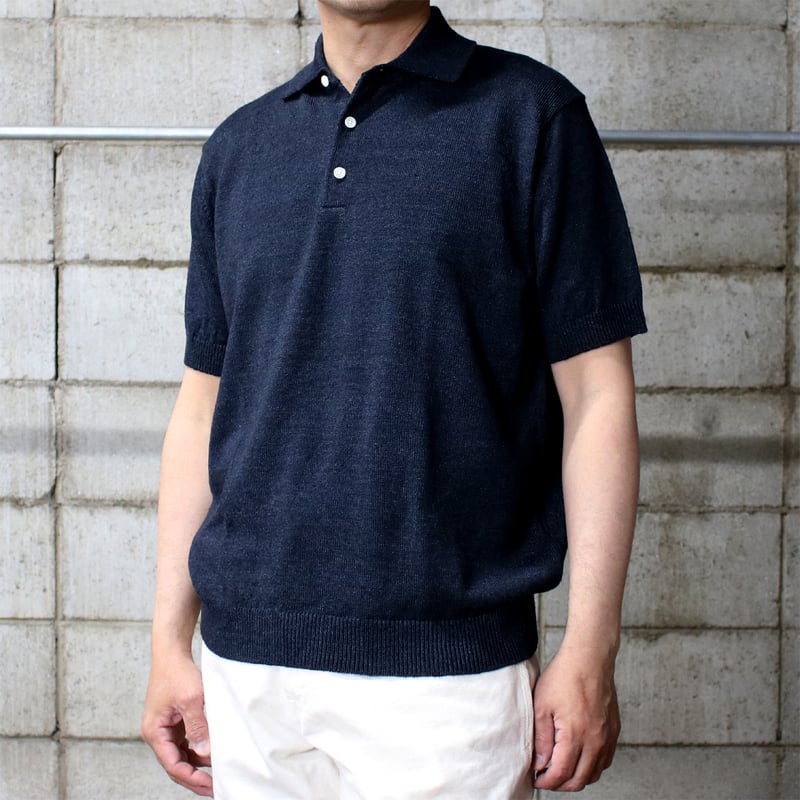 HOFI-047 リネンニットポロ：ネイビー | 東大阪繊維研究所 works