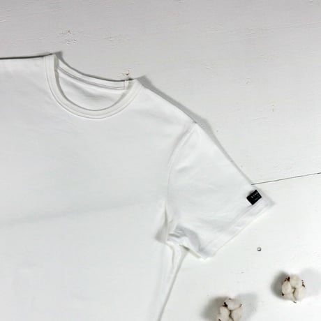 HOFI-021 オーガニック超長綿 タック襟Ｔシャツ：ホワイト